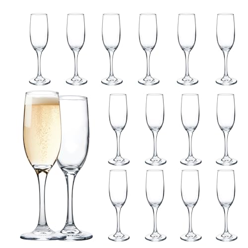 UMEIED Set of 16 Champagne Glasses, Flutes with Classic Shape, Long