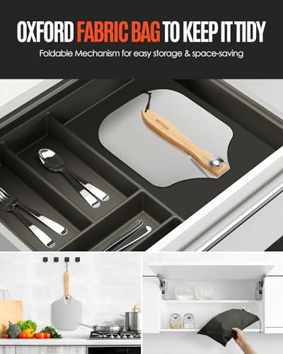 14x16 Inch Aluminum Pizza Peel with Rocker Cutter & Storage Bag