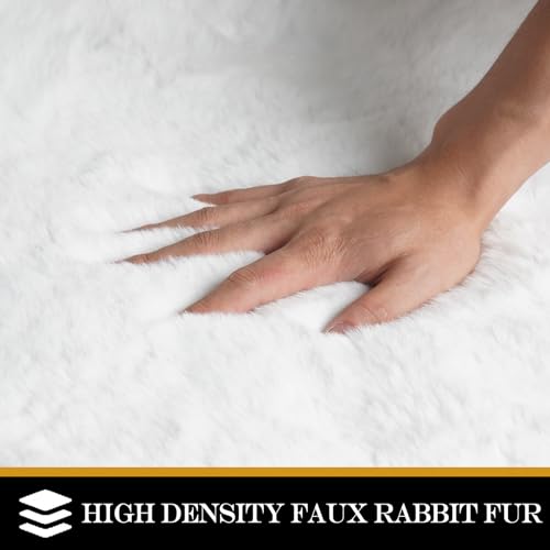 5' x 7' White Faux Fur Rug - Washable Shag Fluffy Rug for Living Room Bedroom Nursery