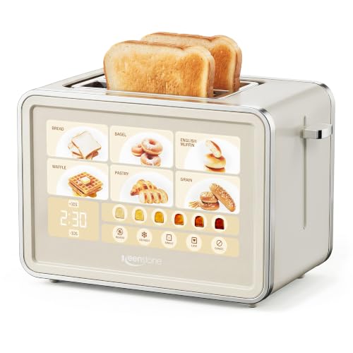 Keenstone 2-Slice Smart Toaster with Wide Slots & Touch Screen - Cream