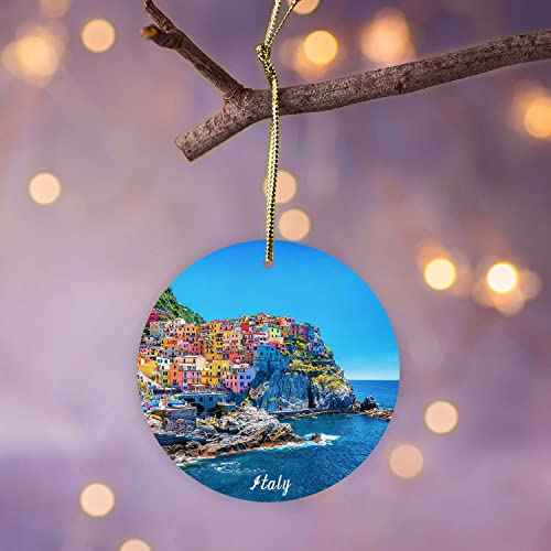 Italy Christmas Ornament,Mediterranean Sea,Funny Holiday Keepsake Xmas Tree Hanging Decor,Gift for Friends,Family