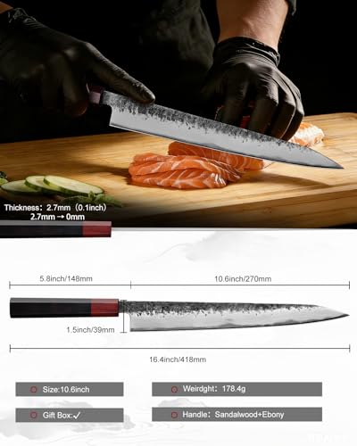 Japanese Carving Knife 27cm AUS-8 Steel Sujihiki for Sushi & Meat