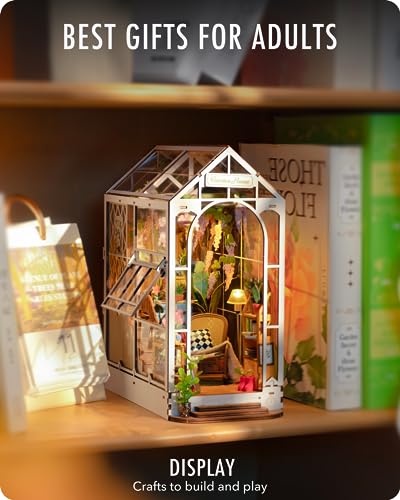 Rolife Garden House Book Nook Kit – DIY 3D Miniature Bookend for Bookshelves
