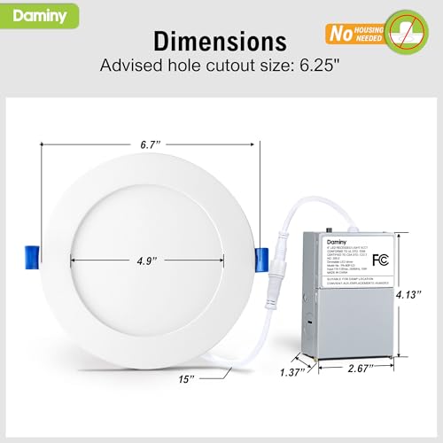 DAMINY 12 Pack 6 Inch LED Recessed Canless Downlights White 5 CCT-1