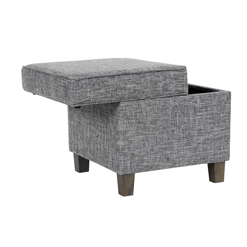 HomePop Slate Grey Square Storage Ottoman with Lift-Off Lid - Large