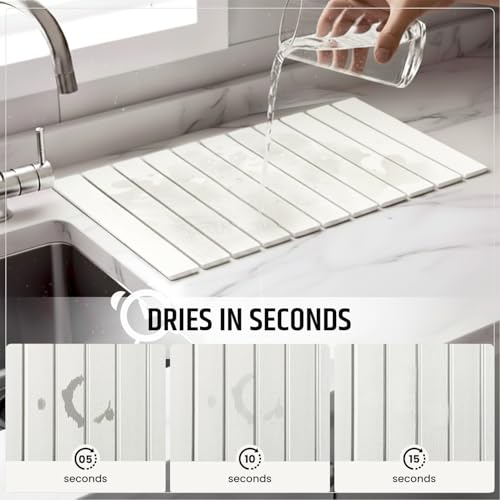 Stone Dish Drying Mat for Kitchen Counter - Fast Absorption & Quick Drying