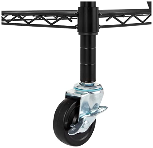 Heavy Duty Garage Shelving Storage Rack with Wheels - 5-Shelf, 30 x 14 x 64.75 inches, Black, Adjustable Steel Organizer