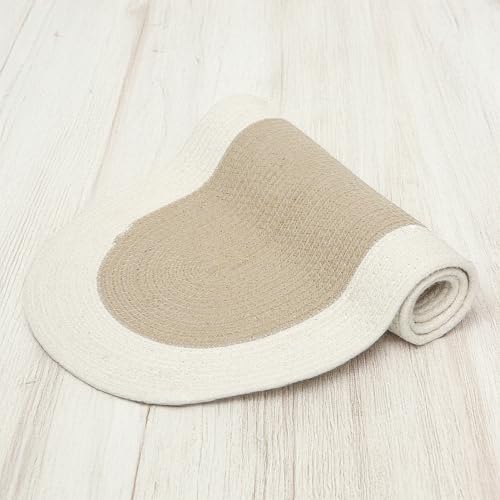 Encasa XO Table Runner 12x36 Beige & Off White Handmade Cotton Ribbed