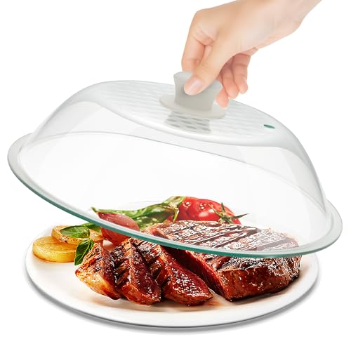OEC 11.5 Inch Lightweight Tempered Glass Microwave Splatter Cover - Durable & Food Safe