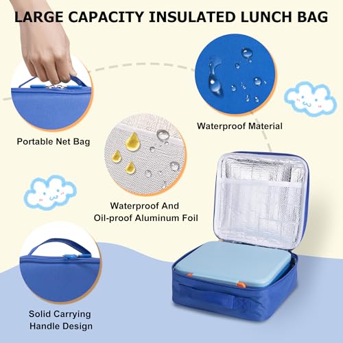 Kids Bento Lunch Box Set with Thermo - Leakproof 8oz Food Jar & Accessories - Blue1