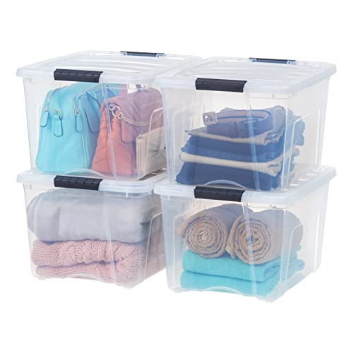 IRIS USA 40 Quart Clear Storage Bins with Lids - 4 Pack, Stackable, BPA-Free