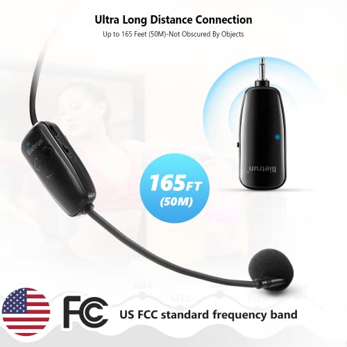 Bietrun Wireless Microphone Headset System UHF 160ft Range for Speakers & PA