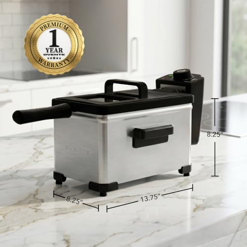 Electric Deep Fryer 2L Capacity, 1500W, Adjustable Temperature, Silver FDM2201BR - Variation of FDM2201BR - Silver / Deep Fryer