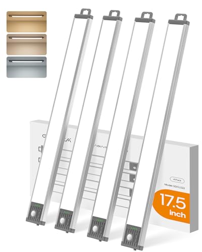 GOODEA 17.5 Inch Rechargeable LED Under Cabinet Light with Motion Sensor & 4 Pack