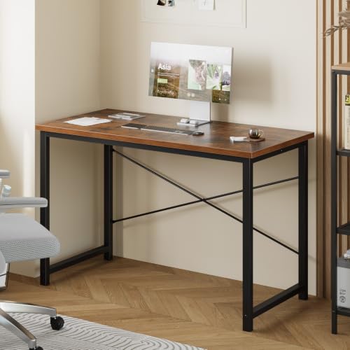 Sweetcrispy Rustic Brown 48-Inch Computer Desk for Bedroom & Home Office