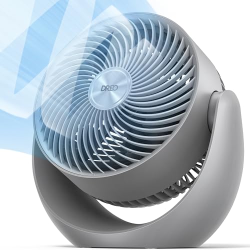 DREO Table Fan for Bedroom Grey 11 Inch Quiet 3-Speed Oscillating Air Circulator