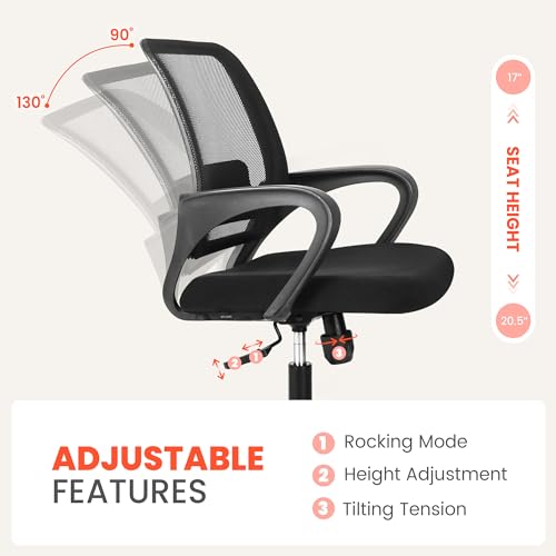 NEO CHAIR Home Office Desk Ergonomic Mesh with Lumbar Support, Black
