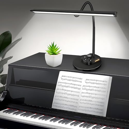 Round Piano Light with Adjustable Gooseneck - LED Music Stand Lamp, Auto-Off Timer, 5 Color Modes, USB Charging
