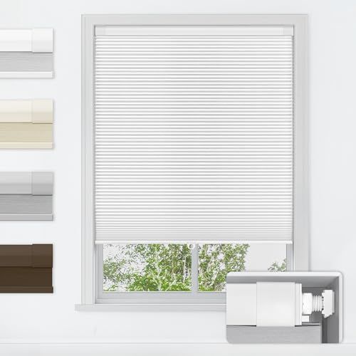LazBlinds No Drill Cordless Blackout Cellular Window Shades 22x36 White - Inside Mount, Easy Installation