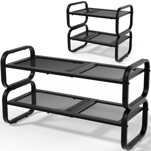 2-Tier Expandable Shoe Rack - Adjustable Closet & Entryway Organizer