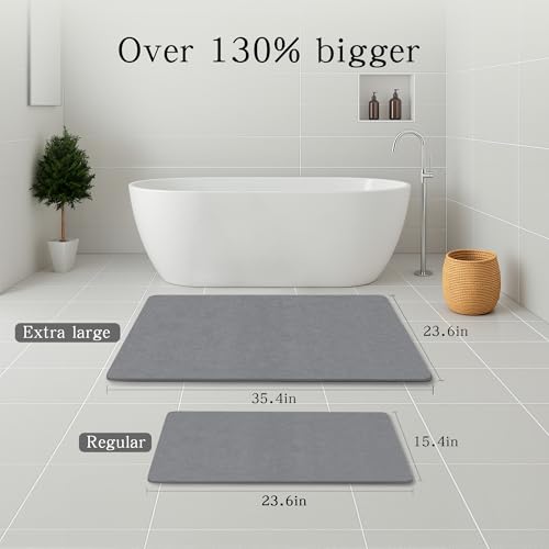 Extra Large Stone Bath Mat 36x24 Inches Non-Slip Shower Rug Gray Variation 1