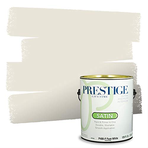 PRESTIGE Paints P400-P-969BM Interior Paint and Primer In One Satin Comparable Match of Benjamin Moore, 1 gallon, Soft Chamois