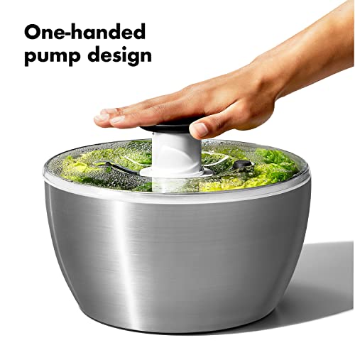 6-2/74-Quart Stainless Steel Salad Spinner with Non-Slip Base & Brake