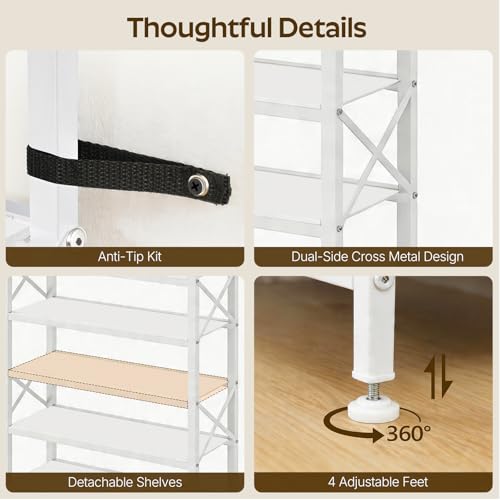 Tall Wooden Shoe Rack Organizer - 12 Tiers, White, 27.8 x 11 x 81.3 inches
