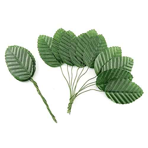 TAODAN Artificial Silk Leaf 200PCS 10cm Green Fake Wired Single Silk Leaves Faux Flowers Leaf for Wedding Arrangements Centerpieces DIY Home Decorative Christmas Party Decoration