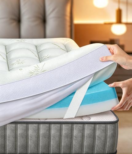 Fracho 4 Inch Full Memory Foam Mattress Topper, Dual Layer Design