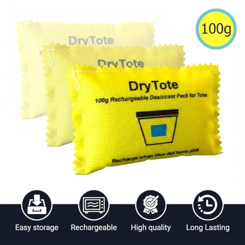 DryTote Rechargeable Desiccant Packs 10 Pack - Color Indicating Silica Gel Moisture Absorber for Storage & 3D Printer Filament - Variation 10
