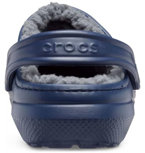 Unisex Classic Lined Crocs Clogs - Navy & Charcoal, 9 Women / 7 Men