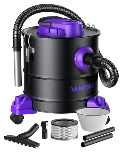 Purple Ash Vacuum for Pellet Stoves 5.2 Gallon 1200W with Wheels