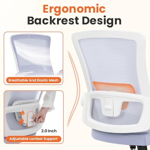 High Back Mesh Office Chair with Adjustable Lumbar - Purple