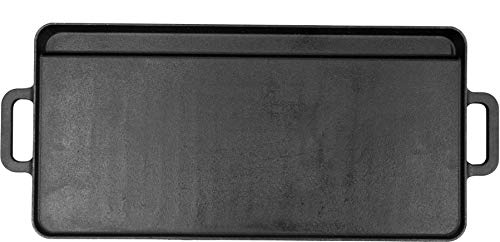 14x28 Inch Cast Iron Griddle for Cooking, Reversible Flat & Ribbed Surface