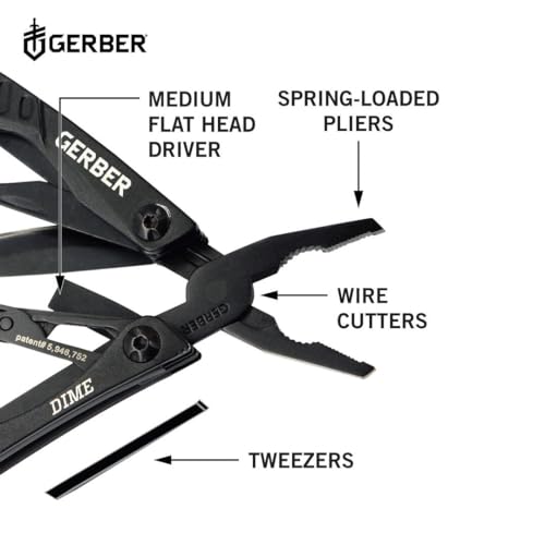 Gerber Dime 12-in-1 Mini Multitool Pliers with Bottle Opener - Black / Single