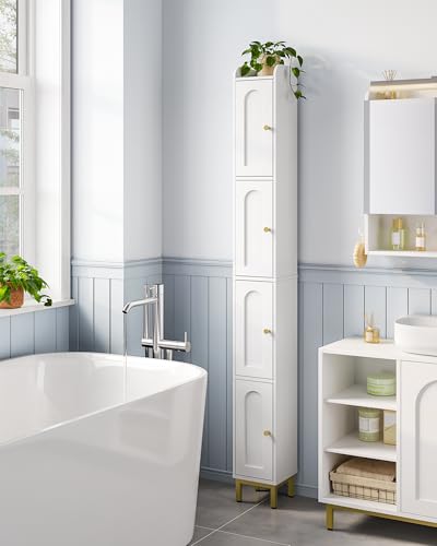 White 4-Tier Narrow Tall Storage Cabinet for Small Spaces - 7.9 x 7.9 x 70.9 Inches