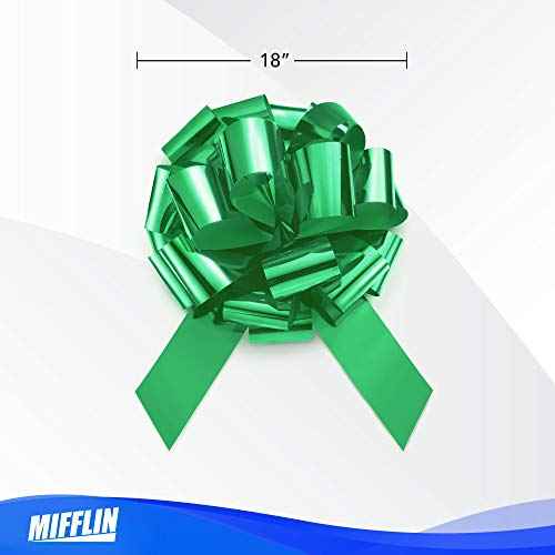 Mifflin-USA - Big Car Bow - Matte Green, 18 Inch - Giant Gift Bow for Birthday, Christmas - Huge Car D?cor