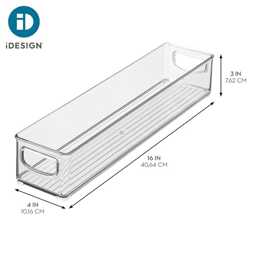 iDesign 4-Pack Slim Clear Plastic Storage Bins - Extra Long Narrow Organizer