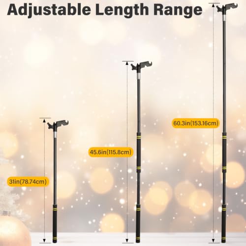 Lyrrhena 60in Christmas Light Hanging Tool with Black Tip - Stainless Steel, Heavy Duty