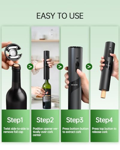 CIRCLE JOY Black 7-in-1 Rechargeable Electric Wine Opener Gift Set with Vacuum Pump