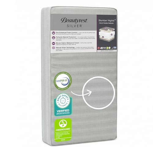 Dual Sided Baby and Toddler Crib Mattress - Waterproof, GREENGUARD Gold Certified - Plant-Based Soy Foam Core - Grey - Variation of Mattress