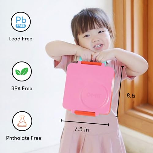 OmieOmieBox Kids Insulated Leakproof Bento Lunch Box with Food Jar 8.5oz Pink Berry Pack of 2
