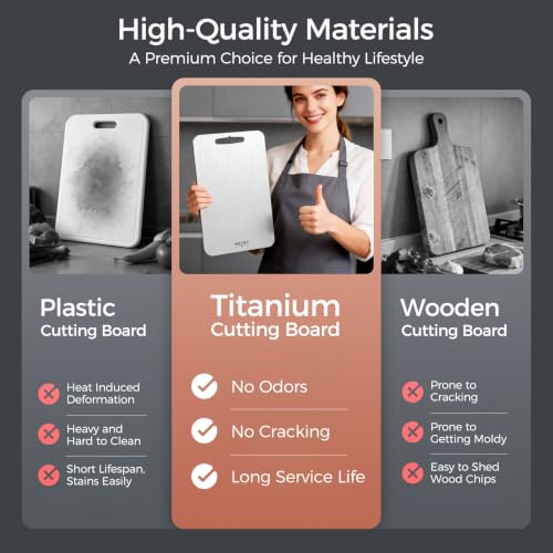 Silver 3-Piece Titanium Cutting Board Set - Double-Sided Chopping Boards for Kitchen