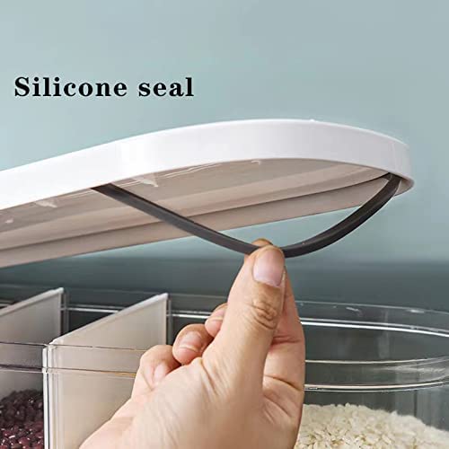 Xilei Wall-Mounted 5-Grid Dry Food Dispenser A2, 25lb Grain Storage with Measuring Cup