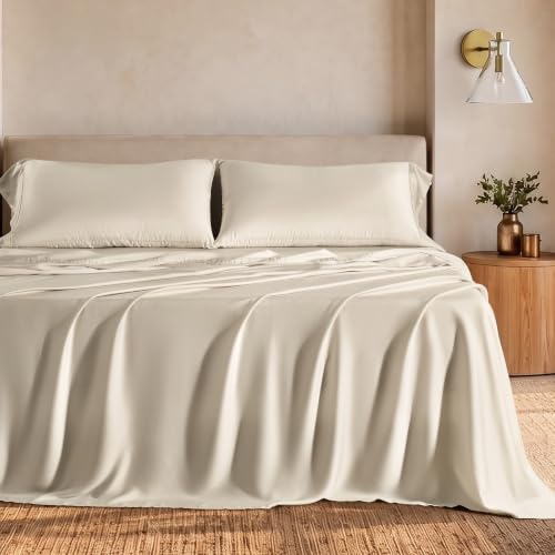 EverGrace Queen Tencel™ Sheet Set - Bone, Breathable & Cooling Bedding