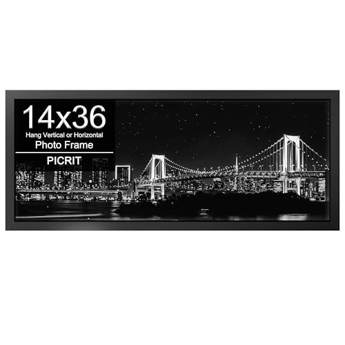 Picrit 14x36 Wall Mount Poster Frame - Black, Premium Engineered Wood