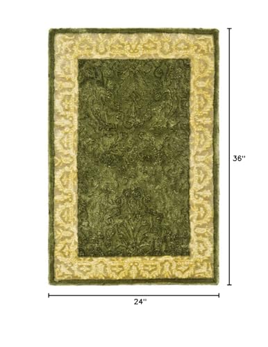 SAFAVIEH Silk Road Collection 2' x 3' Spruce / Ivory SKR213A Handmade Traditional Wool Accent Rug