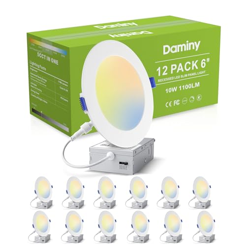 DAMINY 12 Pack 6 Inch LED Recessed Canless Downlights White 5 CCT-1