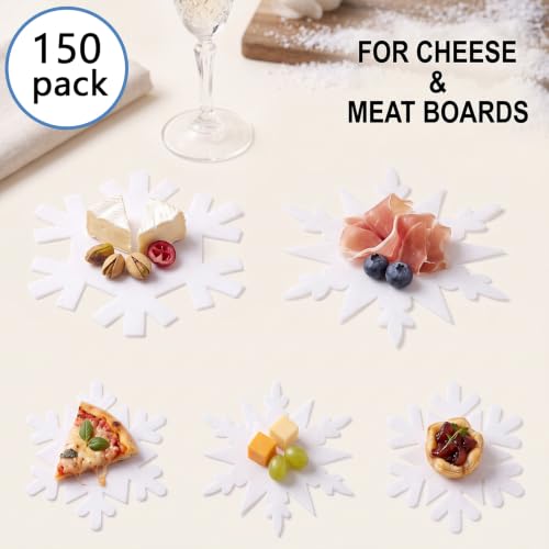 Tenceur 150Pcs White Snowflake Parchment Paper Sheets for Cheese